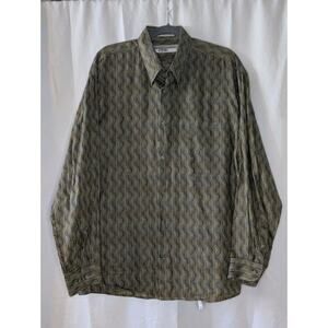 Jhane Barnes Purple Gold Green Wavy Long Sleeve Shirt Fabric Woven From Japan L